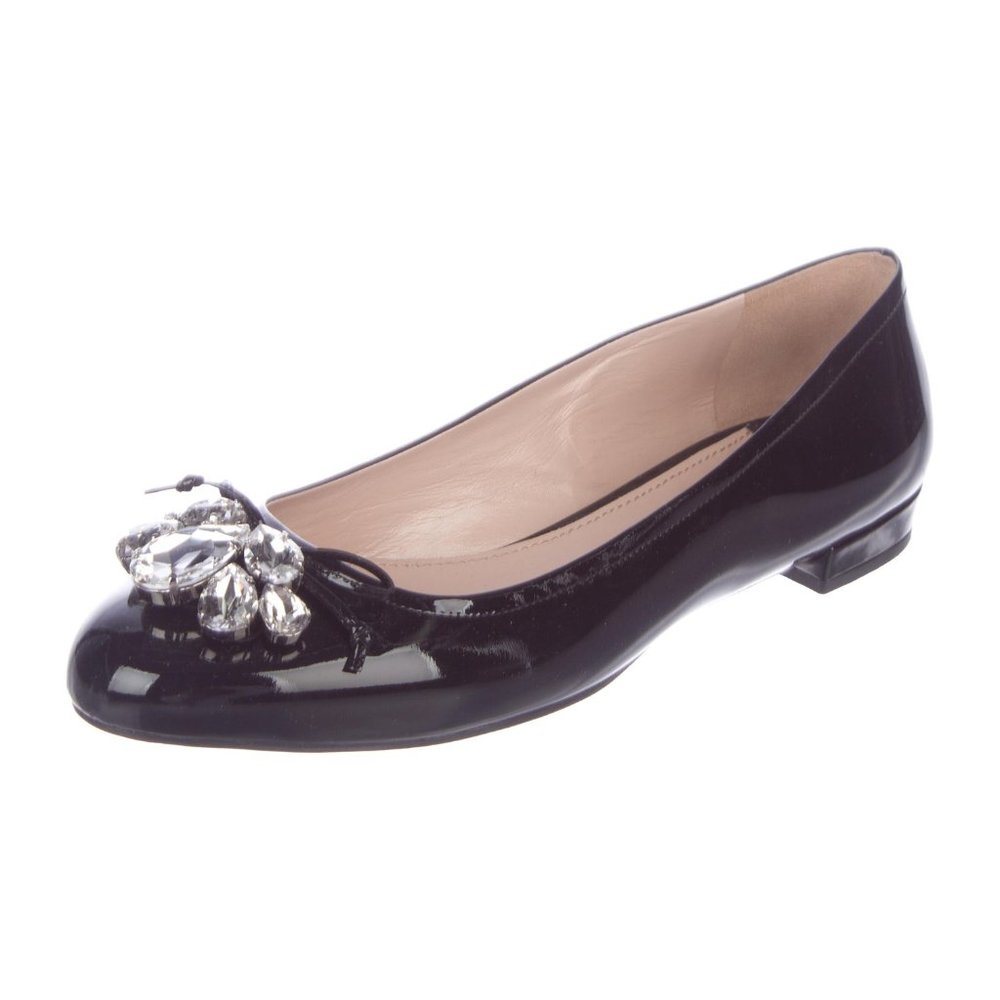 MIU MIU Jeweled Patent Leather Flats, IT 38, NEW!